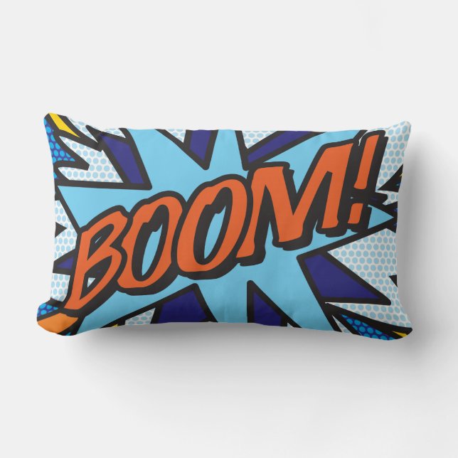 BOOM ZOOM Kul Retro Serietidning Pop Art Lumbarkudde (Framsida)