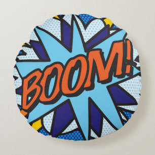 BOOM ZOOM Rolig Cool Modern Serietidningsinspirera Rund Kudde
