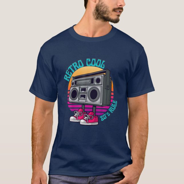 Boombox 80'S Generation RETRO COOL 80'S RULE Boys T Shirt (Framsida)