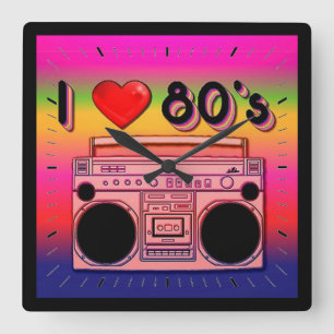 Boombox 80's Retro 80's Wall Clock 2 Fyrkantig Klocka