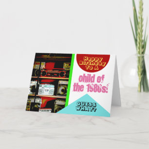 Boombox Boom Box Child 1980-talet Roligt Birthday Kort