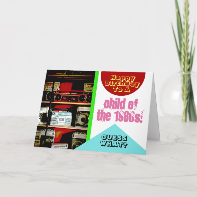 Boombox Boom Box Child 1980-talet Roligt Birthday Kort (Framsida)