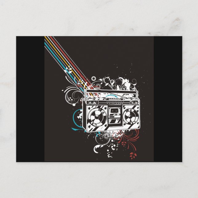 Boombox Boom Box Ghetto Blaster Jambox Vykort (Framsida)