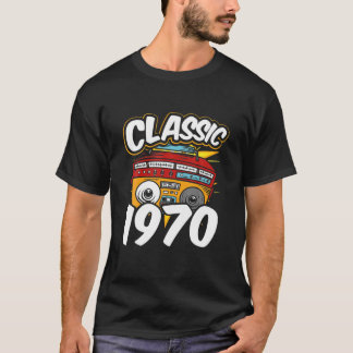 Boombox Classic 1970 Music Cassette 8 Track Radio T Shirt