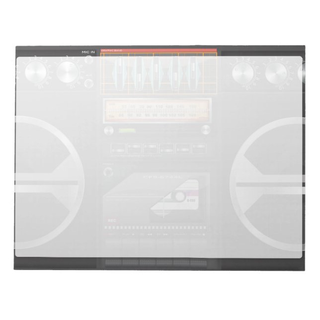 Boombox Ghetto Blaster Anteckningsblock (Framsida)