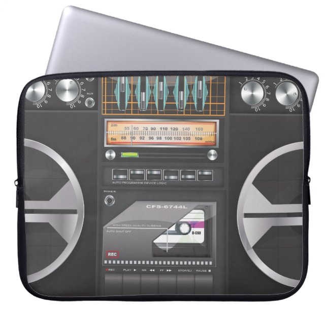 Boombox Ghetto Blaster Laptop Sleeve (Framsidan)