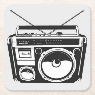 Boombox-Grått på 80 s Underlägg Papper Kvadrat