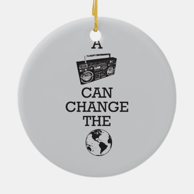 Boombox kan ändra världen julgransprydnad keramik (Baksidan)