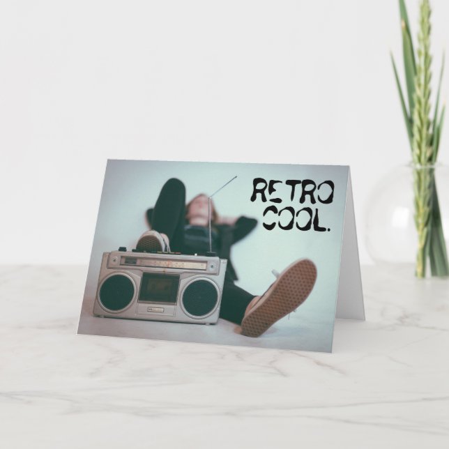 Boombox Retro 80s Coola Birthday Kort (Framsida)