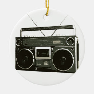 Boombox stereo radiosände julgransprydnad keramik