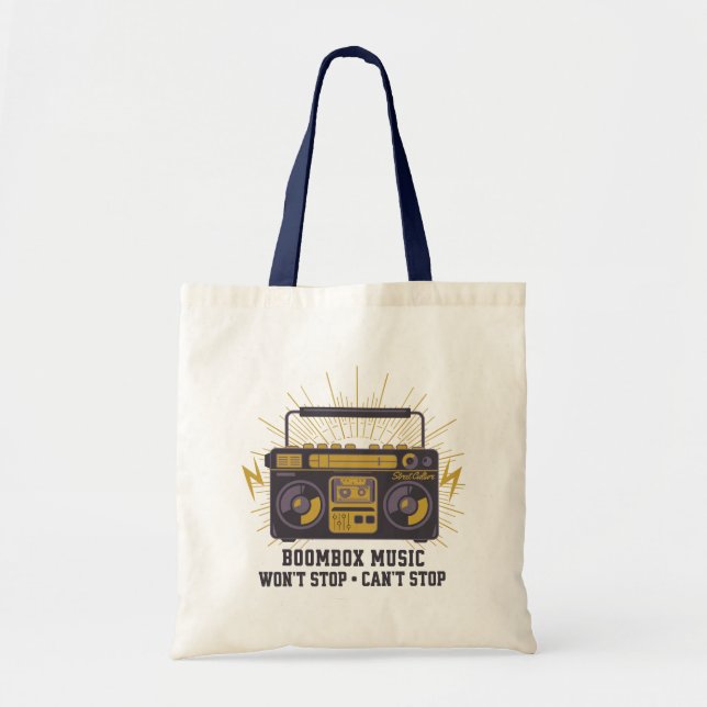 Boombox Vintage Gatukultur Tygkasse (Framsidan)