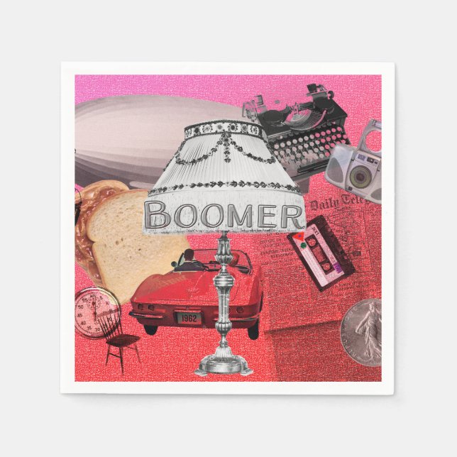 BOOMER Nostalgic Collage Pappra Party Pappersservett (Framsidan)
