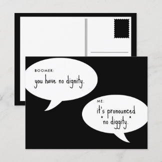 boomera inget skämt om värdighet vykort