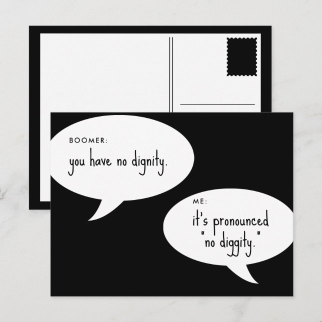boomera inget skämt om värdighet vykort (Fram/baksida)