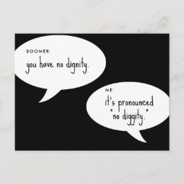 boomera inget skämt om värdighet vykort