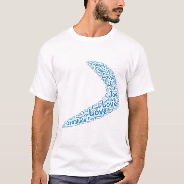 Boomerang Kärlek, Gratitude, Joy T Shirt (Framsida)