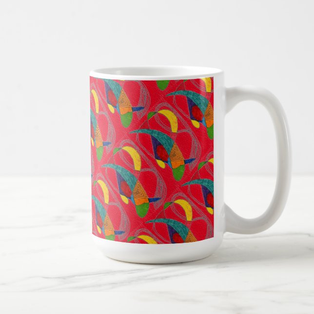 "Boomerangon on Red Tiled" Abstract Design Mugg (Höger)