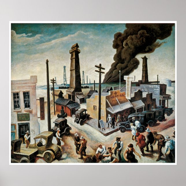 Boomtown av Thomas Hart Benton 1928 Poster (Framsidan)
