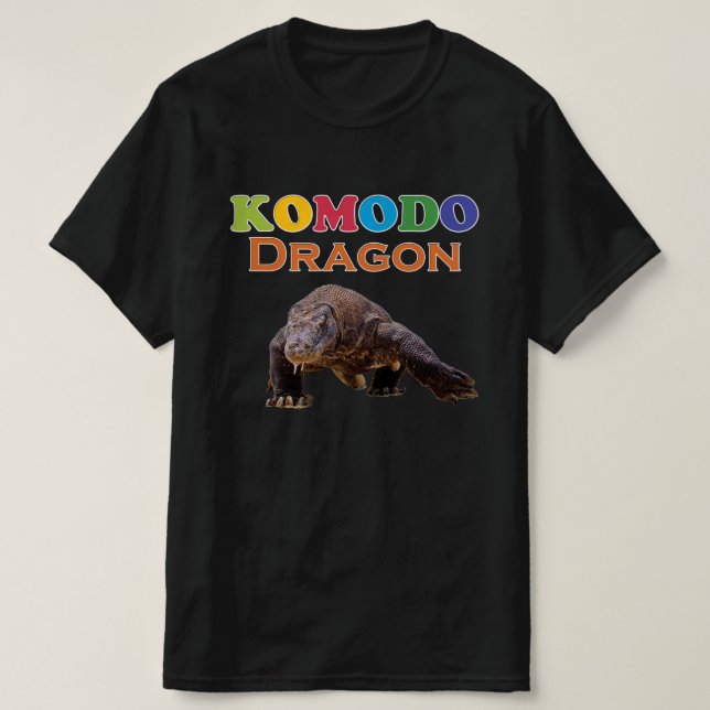 Boomy Black Colorful Komodo Dragon Manar T Shirt (Design framsida)