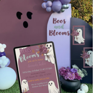 Boon och blommor, babyskor inbjudningar