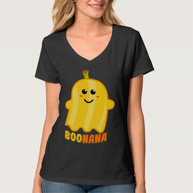 Boonana Banana Ghost Funny Scary Cute Halloween Co T Shirt (Framsida)