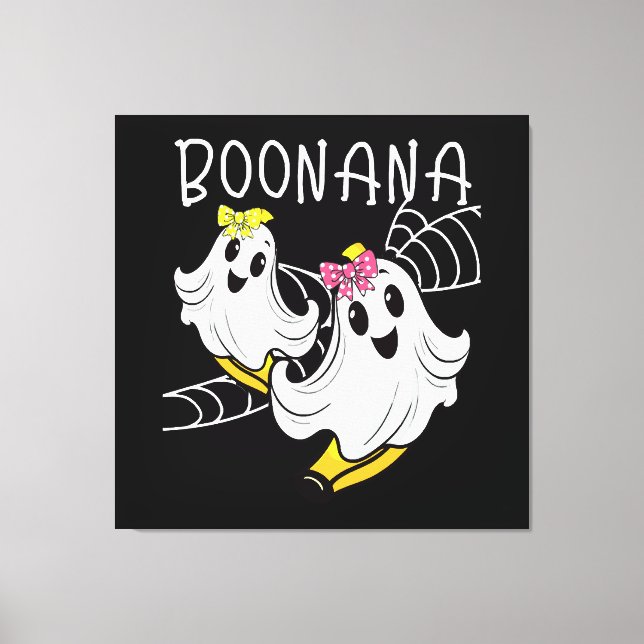 Boonana Cute Ghost Banana Halloween Canvastryck (Framsida)