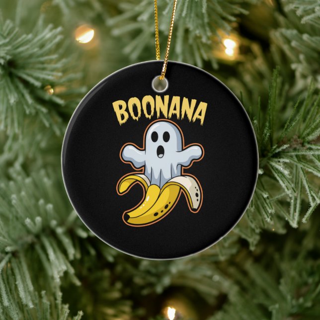 Boonana Cute Ghost Banana Halloween Julgransprydnad Keramik (Träd)
