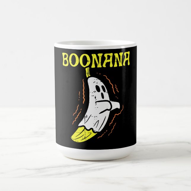 Boonana Cute Ghost Banana Halloween Magisk Mugg (Center)