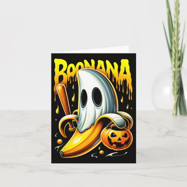 Boonana Ghost Nana Funny Halloween Costume Art Kort (Framsida)