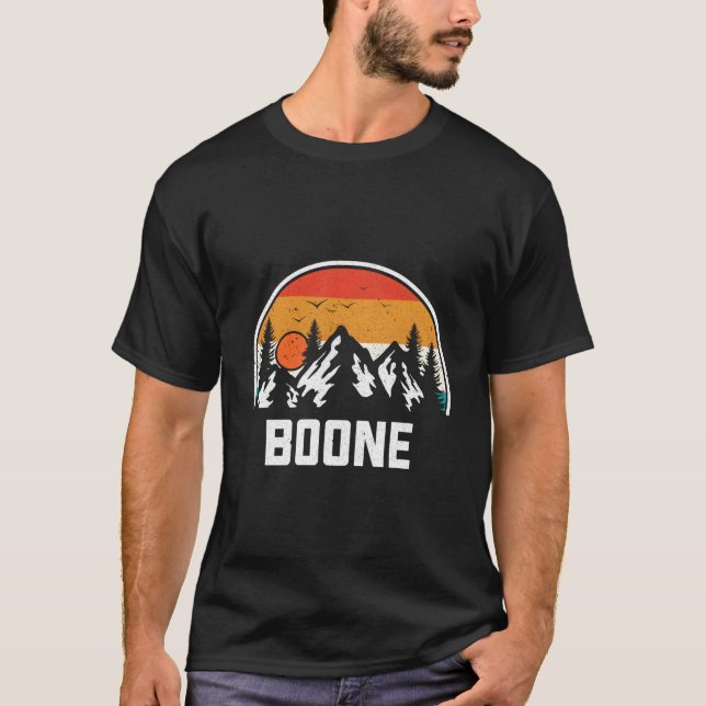Boone North Carolina Nc Berg Vandring T Shirt (Framsida)