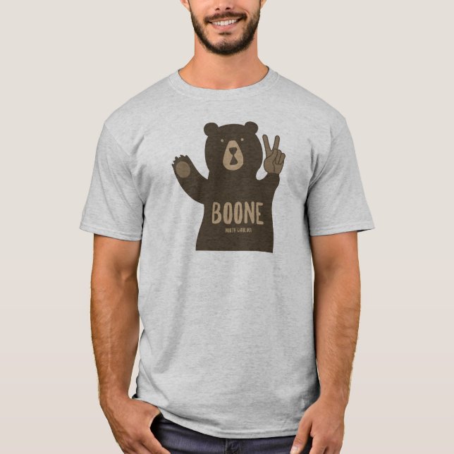 Boone North Carolina Peace Bear T Shirt (Framsida)