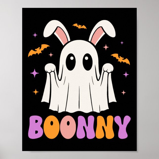 Boonny Cute Bunny Ghost Halloween Manar Women Kids Poster (Framsidan)