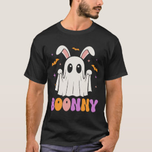 Boonny Cute Bunny Ghost Halloween Manar Women Kids T Shirt