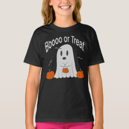 Booo or Treat Cute Ghost Halloween Design T Shirt