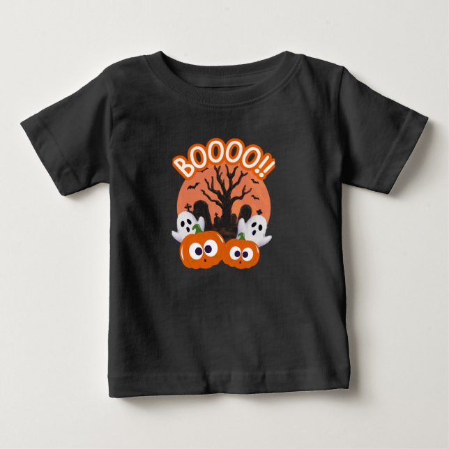 BOOO Pumpa Spök Halloween T-Shirt (Framsida)