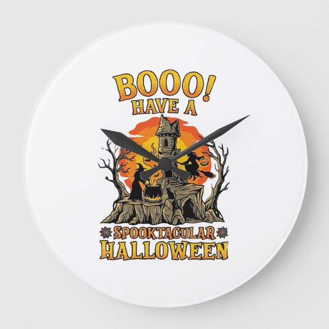 Booo spektakulär Halloween-häxa Cauldron Castle  Stor Klocka (Framsida)