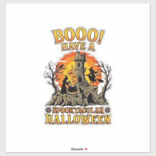 Booo spektakulär Halloween-häxa Kittel Slott  Klistermärken