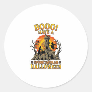 Booo spektakulär Halloween-häxa Kittel Slott Runt Klistermärke
