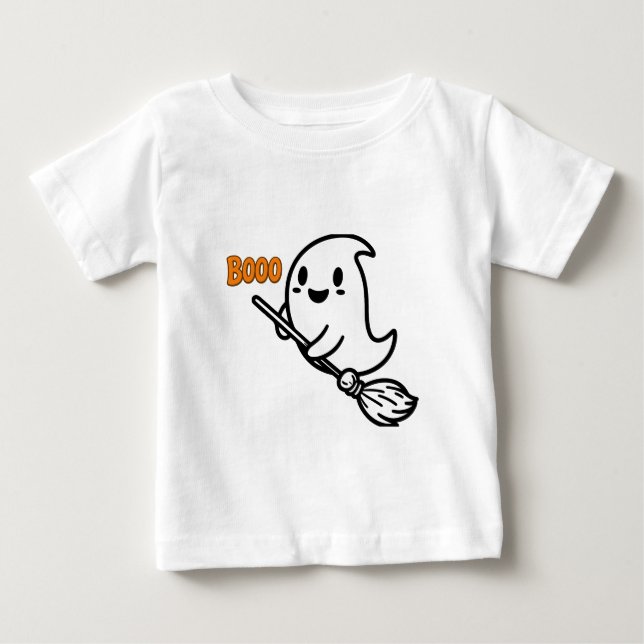 Booo spooky One Halloween Cute Ghost Baby T-Shirt (Framsida)