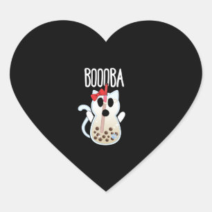 Boooba Kawaii Boba Tea Drink Cat Lover Halloween G Hjärtformat Klistermärke