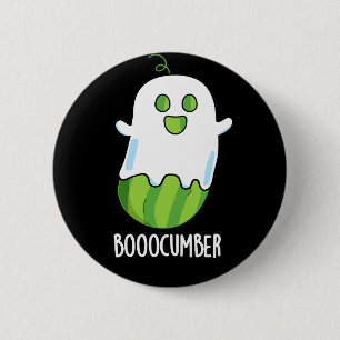 Booocumber Funny Ghost Cucumber Pun Mörk BG Knapp