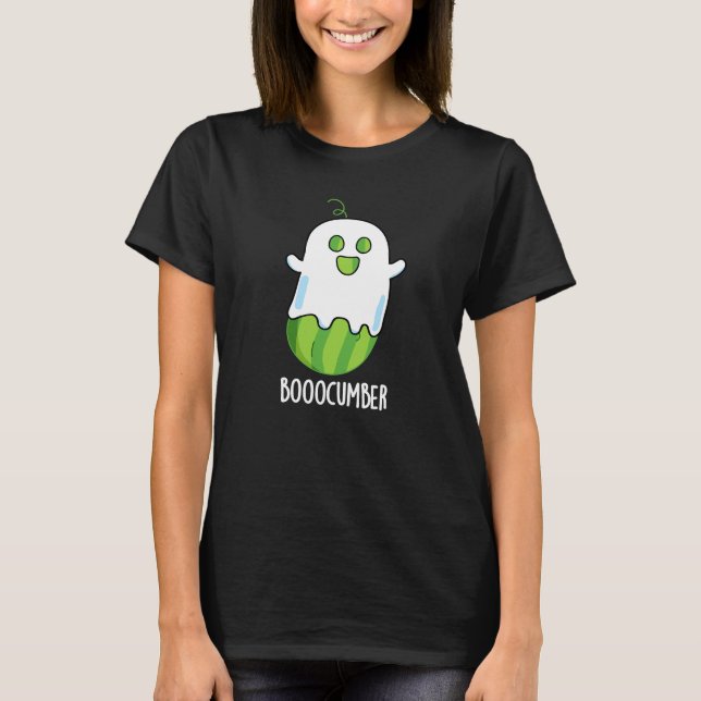 Booocumber Funny Ghost Cucumber Pun Mörk BG T Shirt (Framsida)