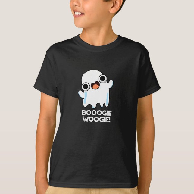 Booogie Woogie Funny Music Ghost Pun Mörk BG T Shirt (Framsida)