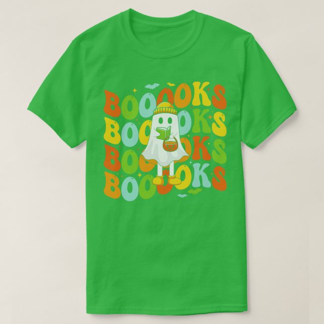 Boooks Cute Ghost som läser bok Funny Bok Älskare T Shirt (Design framsida)