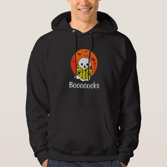Boooks Ghost Boo Read Bokar Bibliotek 1 Hoodie (Framsida)