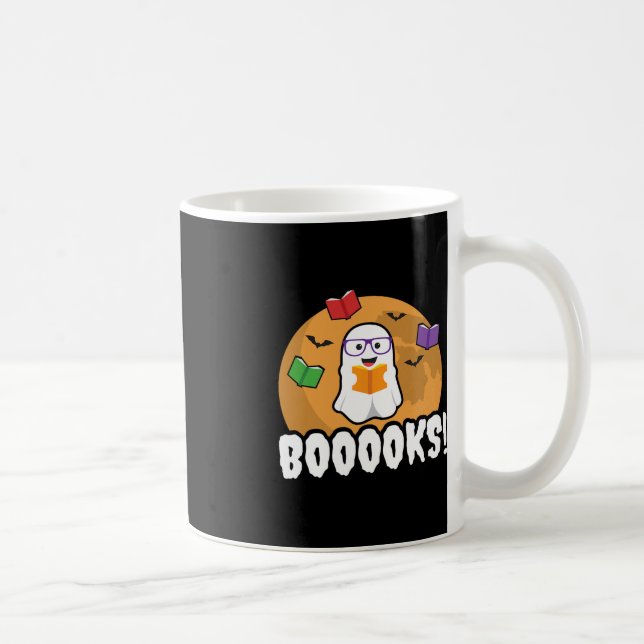 Boooks Ghost Boo Read Bokar Bibliotek Gift Roligt Kaffemugg (Höger)