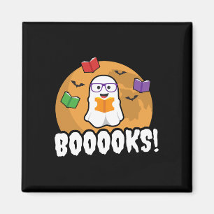 Boooks Ghost Boo Read Bokar Bibliotek Gift Roligt Magnet