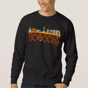 Boooks Ghost Boo Read Bokar Bibliotek Teacher Hall Lång Ärmad Tröja