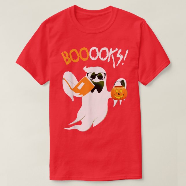 Boooks Ghost Boo Read Bokar Bibliotek Teacher Hall T Shirt (Design framsida)