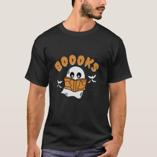 Boooks Ghost Boo Read Bokar Bibliotek Teacher Hall T Shirt